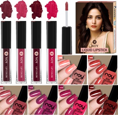 NOY Nail Paint And Liquid Lipstick Combo for Vibrant Bold Glamour(Pack of 10)