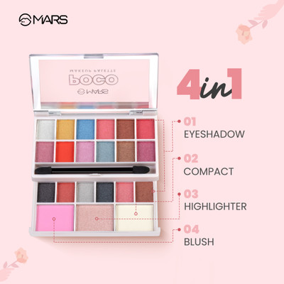 MARS Poco Face Makeup 18 Shade Eyeshadow With Highlighter Blusher and Compact