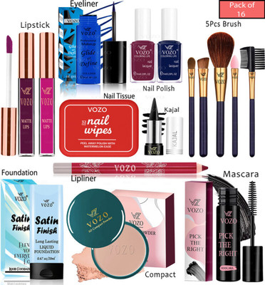 VOZO Bridal Makeup Kit Combo Collection 16 Must-Have Beauty Essentials 338(Pack of 16)