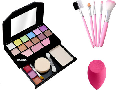 WAHIRA Beauty Makeup Kit for Girls +5 Piece Makeup Brushes + 1 Puffs SET FOR CUTIE GIRL(Pack of 7)