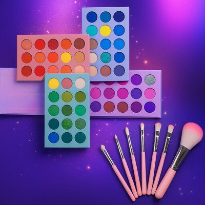 coslane Makeup Palette with 7 PC makeup brushes (8 Items in the set)(Pack of 8)