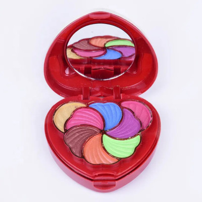 HSQ Heart-Shaped Mini Makeup Kit for Girls–All-in-One Eyeshadow,Blush&Mirror Compact