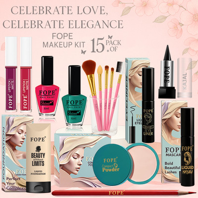 FOPE Bridal Makeup Combo Waterproof Finish Wedding Ready Collection(Pack of 15)