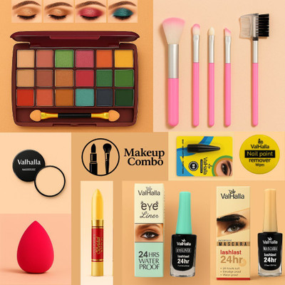 Valhalla Complete Makeup Combo Kit – 9-in-1 Eye, Face & Lip Essentials Set(Pack of 9)