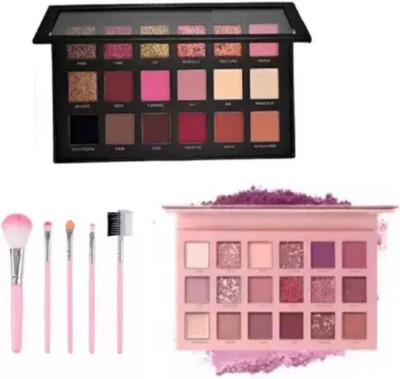 FRIPPE Gold Eyeshadow With Colors Eyeshadow Palette And 5 Pc Makeup Brush 36 g(Pack of 7)