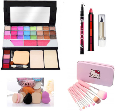 MY TYA All in One 6154 Fashion Makeup Kit for Girls with EyeLiner, Kajal, Makeup Brushes, Sponges and 5 in 1 Lipstick(Pack of 6)