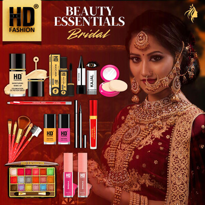 HD Fashion 17 Bridal Essentials-All in One Waterproof Makeup Kit Full Set for Bride HDB1270(Pack of 17)