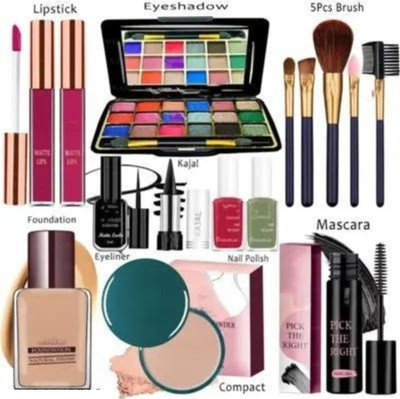 Valhalla all in one face makeup kit mini eyeshadow makeup brushes foundation compact(Pack of 11)