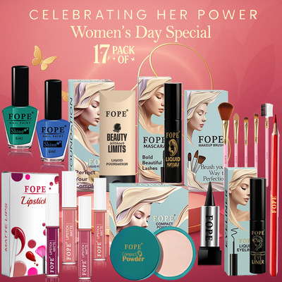 FOPE Complete Makeup Kit with Smooth Glow Look Ideal Beauty Combo Women Day(Pack of 17)