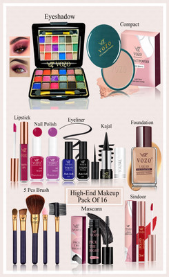 VOZO Makeup Kit Sets One-stop Beauty Package for Beginners and Professionals(Pack of 16)