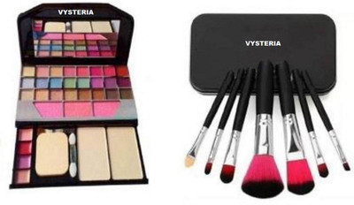 VYSTERIA Multicolour Makeup Kit with 7 Black Brushes | Full Face Cosmetic Set for Women