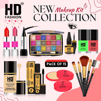 HD Fashion Magical 15Pcs. Xclusive Instant Glow All In One Waterproof Makeup Kit HCA1754(Pack of 15)