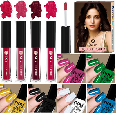 NOY Nail Paint And Lipstick Combo Glam On-The-Got Duo For Effortless Beauty(Pack of 10)