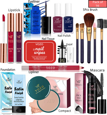 VOZO Bridal Makeup Kit Combo Collection 16 Must-Have Beauty Essentials 286(Pack of 16)