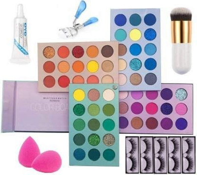 toroka Makeup Palette With Makeup Accessorizes combo - Multicolor(Pack of 11)