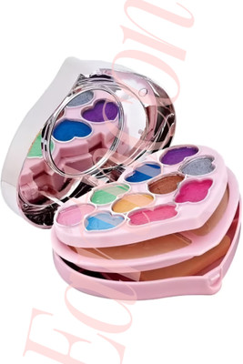 Earthcon Heart Shape Makeup Kit Eye shadow Lip Gloss Mirror Contour Powder Puff