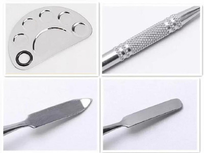 JOTKAPARKASH Stainless Steel Makeup Mixing Blending Palette With Spatula 2 pieces in 1 set