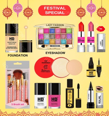 HD Fashion 15Pcs. All in One Makeup Set Xclusive Radiant Glow Makeup Kit for Women HDK87(Pack of 15)