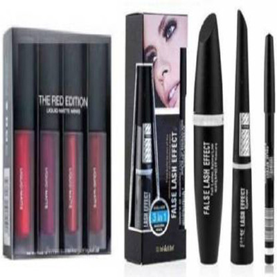 NXGTYA 4 IN SHADE LIQUID LIPSTIC + 3 IN1 MASCARA COMBO (2 Items in the set)