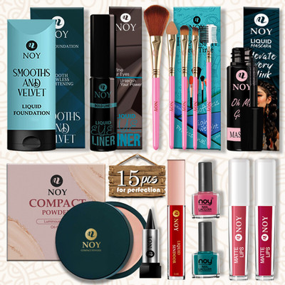 NOY Complete Makeup Set Combo For Women Ideal For Natural & Glam Looks, All-Day Wear(Pack of 15)
