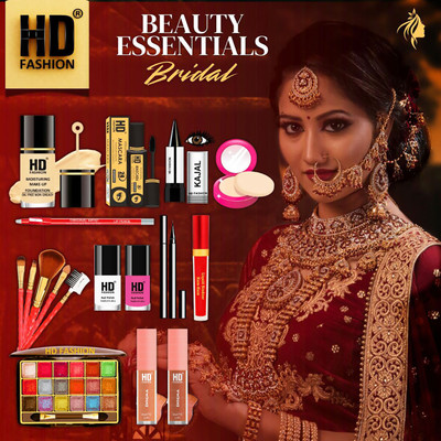 HD Fashion 17 Bridal Essentials-All in One Waterproof Makeup Kit Full Set for Bride HDB216(Pack of 17)