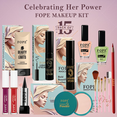 FOPE Makeup Combo Kit with Flawless Natural Finish Perfect Beauty Gift Women Day(Pack of 15)