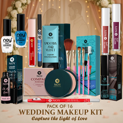 NOY Makeup Combo Kit Waterproof Bridal Ready Makeup Set for Marriage Gift(Pack of 16)