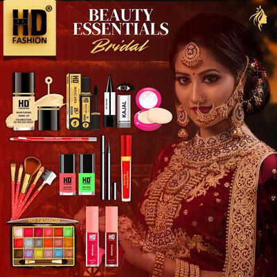 HD Fashion 17 Bridal Essentials-All in One Waterproof Makeup Kit Full Set for Bride HDB292(Pack of 17)