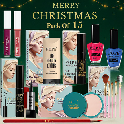 FOPE Holiday Makeup Combo Long Lasting Matte Finish Festive Beauty Gift Box(Pack of 15)
