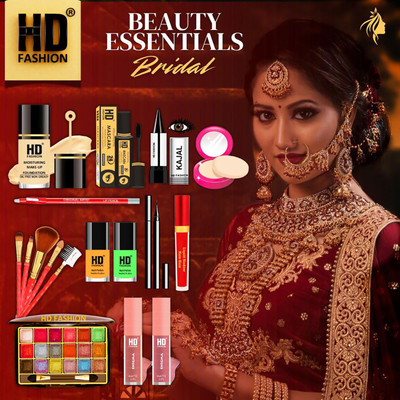 HD Fashion 17 Bridal Essentials-All in One Waterproof Makeup Kit Full Set for Bride HDB1160(Pack of 17)