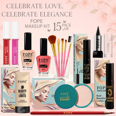 FOPE Makeup Set for Bride Smudge Proof Texture Elegant Wedding Look(Pack of 15)