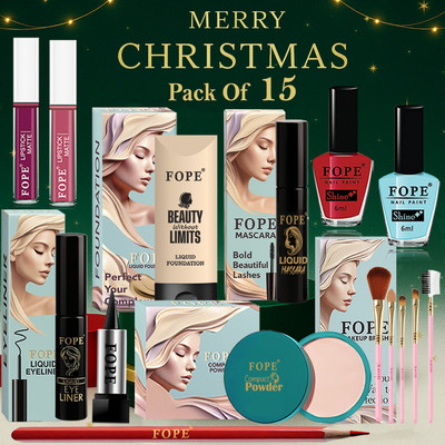 FOPE Makeup Combo Christmas Edition All in One Festive Ready Beauty Gift Box(Pack of 15)