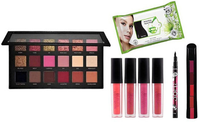 BEGGIE Rose Gold 18 Multi color Facial Wipes(Multi variant)5 In 1 Matte Finish Lipstick