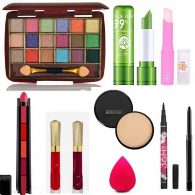 lately eyeshadow with eyeliner sindhur compact lip balm & 5in1 lipstick(Pack of 10)