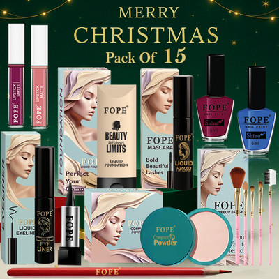 FOPE Makeup Set for Girls Winter Festive Look Radiant Finish Long Lasting Gift(Pack of 15)
