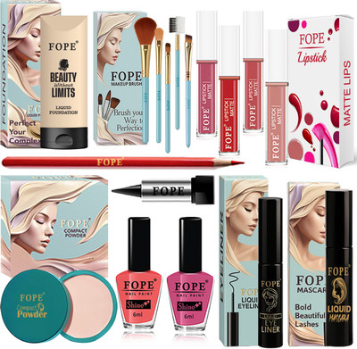 FOPE Makeup Kit For Women Stylish Complete Bridal Combo Set Long Lasting Cosmetic Kit(Pack of 17)