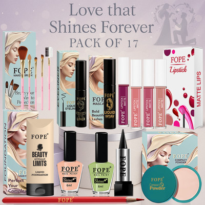 FOPE Makeup Combo for Women premium bridal waterproof long stay essential kit(Pack of 17)
