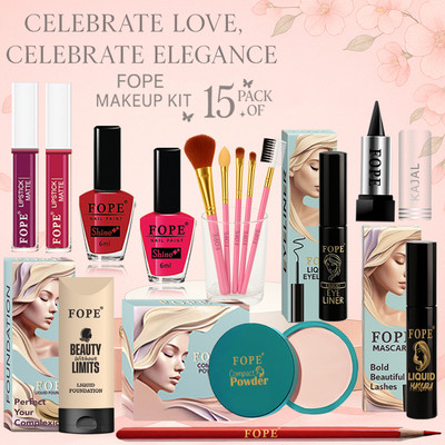 FOPE Wedding Makeup Combo Waterproof Finish Bridal Ready Gift Set(Pack of 15)