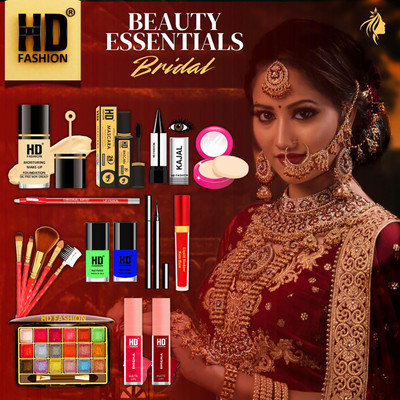 HD Fashion 17 Bridal Essentials-All in One Waterproof Makeup Kit Full Set for Bride HDB336(Pack of 17)