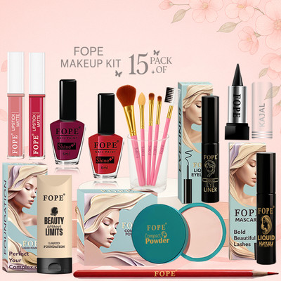 FOPE Makeup Set Long Stay Radiance Professional Wedding Look Combo(Pack of 15)