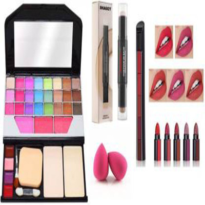 kaarm combo (TYA PALETTE+CONTOUR STICK+5 IN 1 RED LIPSTICK+2 PUFF)(5 Items in the set)