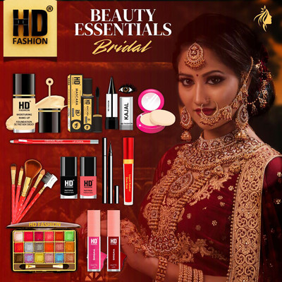 HD Fashion 17 Bridal Essentials-All in One Waterproof Makeup Kit Full Set for Bride HDB681(Pack of 17)