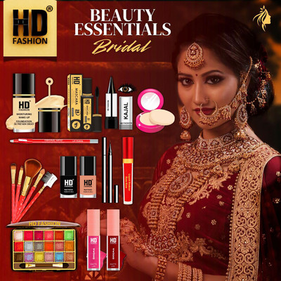 HD Fashion 17 Bridal Essentials-All in One Waterproof Makeup Kit Full Set for Bride HDB679(Pack of 17)