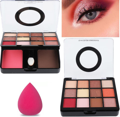 Facejewel Creamy eyeshadow palette with Highlight/blush/bronzer/contour Sponge(Pack of 2)
