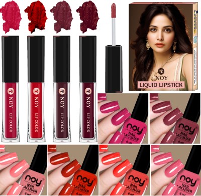 NOY Nail Polish And Liquid Lipstick Combo Flawless Beauty Pair(Pack of 10)