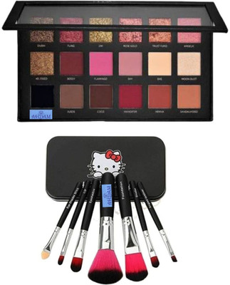 wryak Mini Pink Makeup Brushes & Multicolor Matte Textured Eyeshadow Palette(Pack of 2)