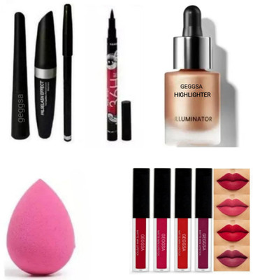 Geggsa 4 in 1 Lipstick eyeliner pen 3 in 1 eyeliner set highlighter puff