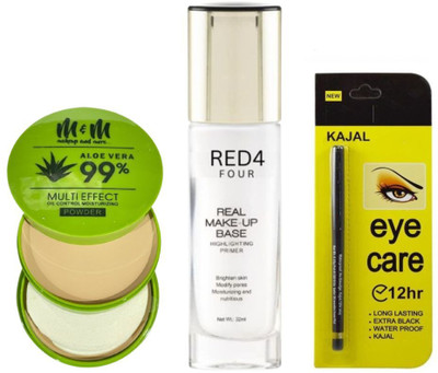 RED4 MM Aloevera compact 1pcs+Highlighting primer1+eyecare kajal1