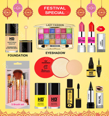 HD Fashion 15Pcs. All in One Makeup Set Xclusive Radiant Glow Makeup Kit for Women HDK49(Pack of 15)