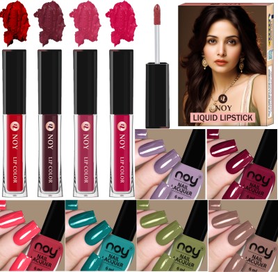 NOY Nail Polish Lipstick Combo Makeup Kit Pack of 10(Pack of 10)